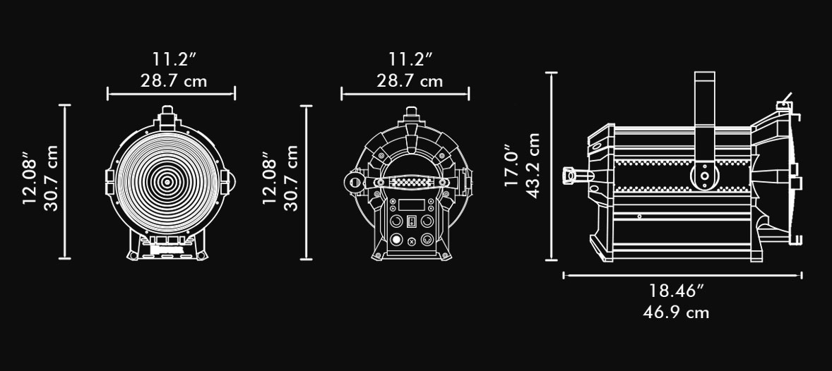 VegalLux 200 UHP 8" Studio LED Fresnel Tungsten Blueprint